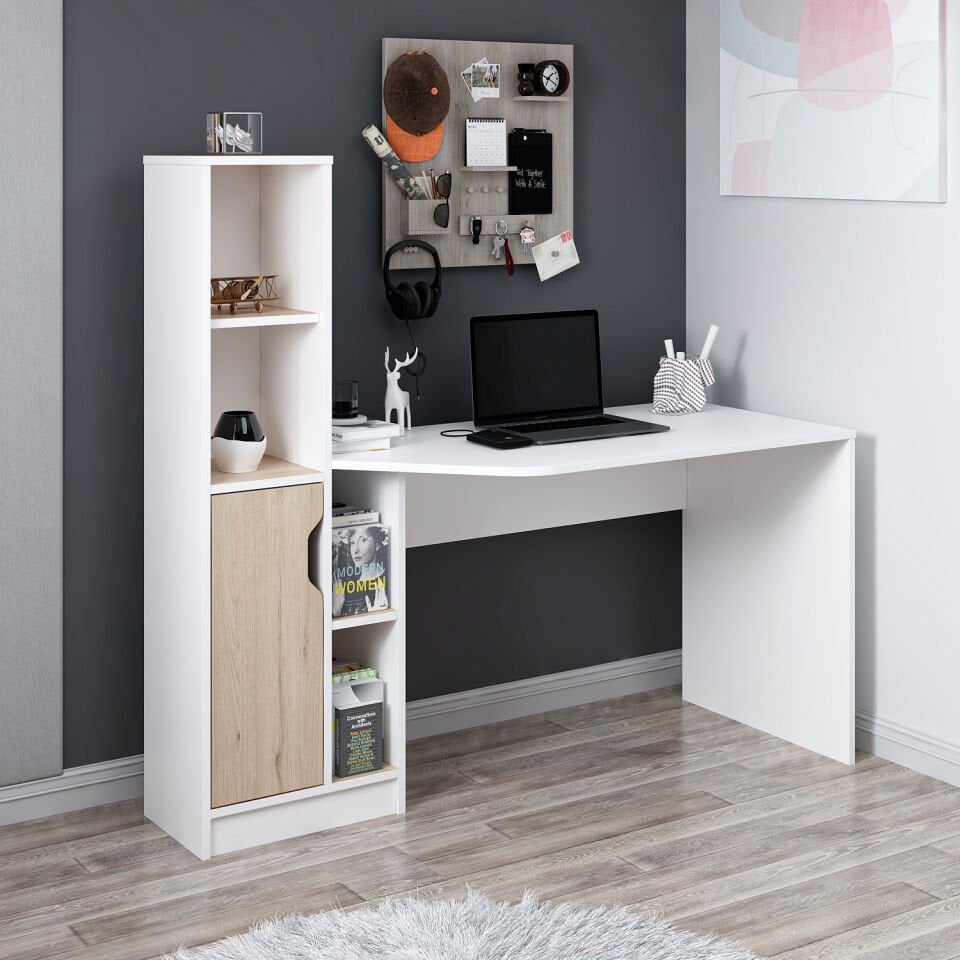 Viora Çalışma Masası - Beyaz/Derin Sepet