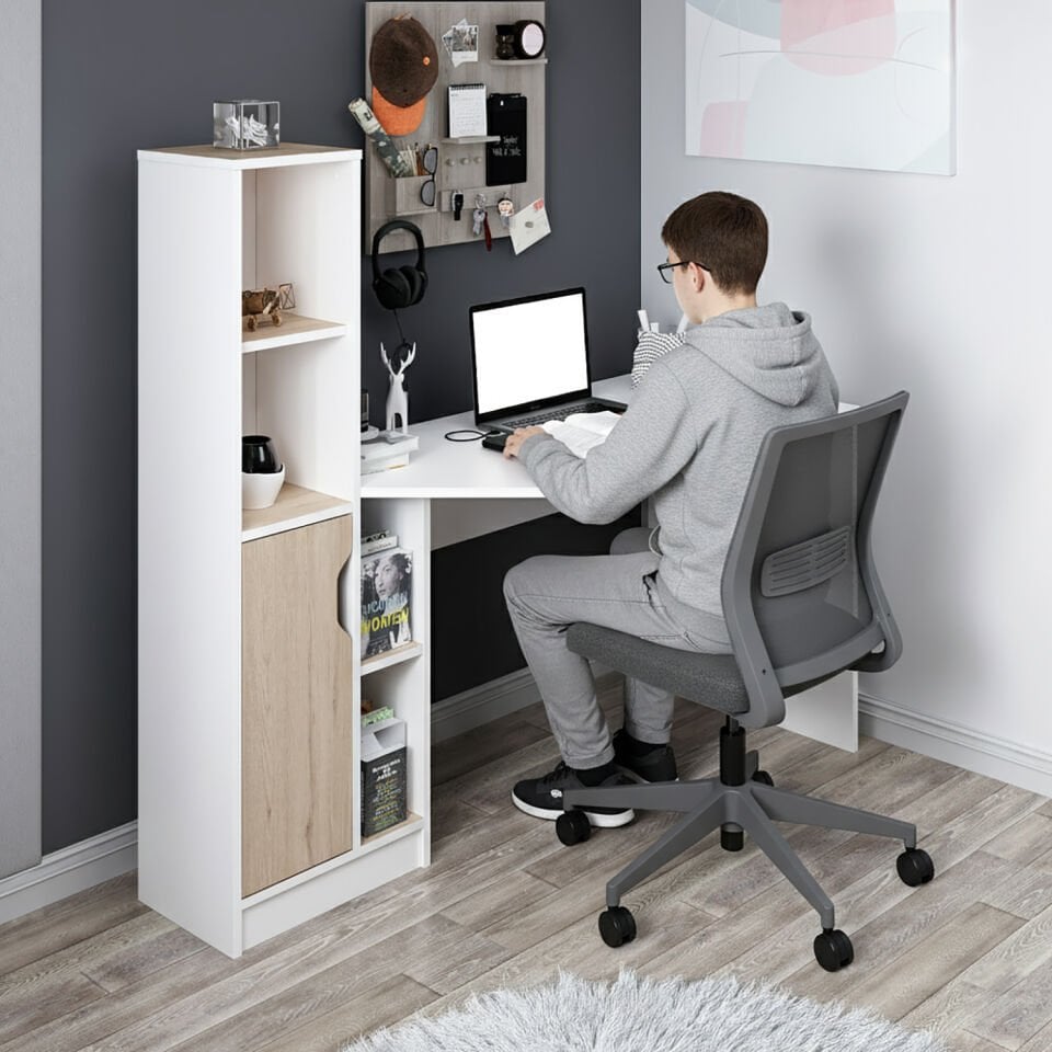 Viora Çalışma Masası - Beyaz/Derin Sepet