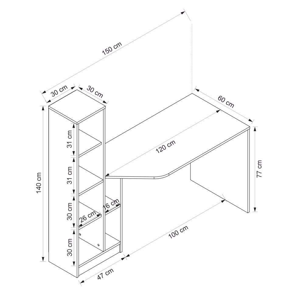Viora Çalışma Masası - Beyaz/Derin Sepet