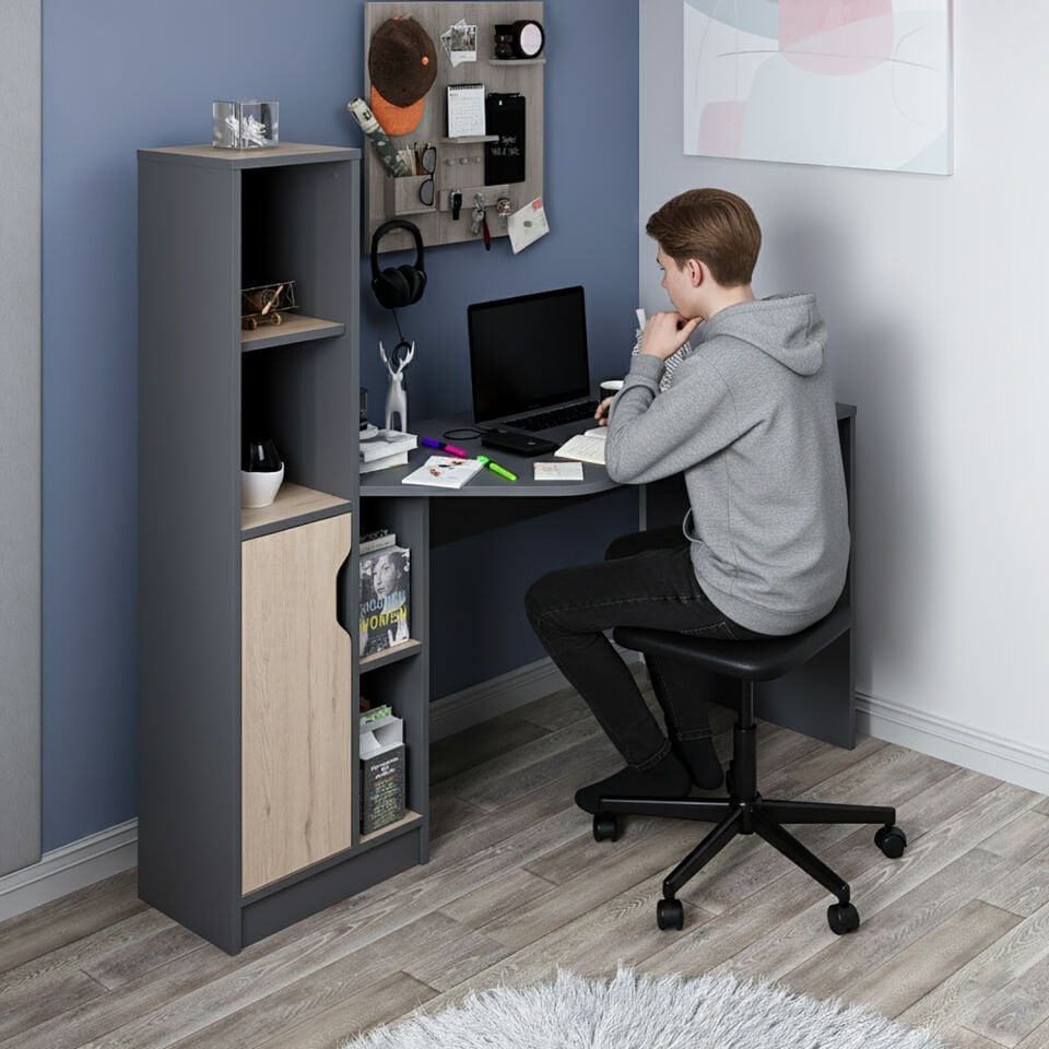 Viora Çalışma Masası - Antrasit/Derin Sepet