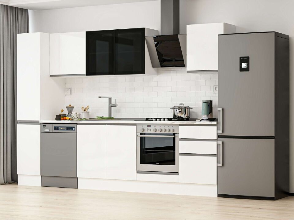 Alvinka 300X210 Cm High Gloss Mutfak Dolabı Mb-E90B40S50-3 High Gloss | Beyaz - Suntalam