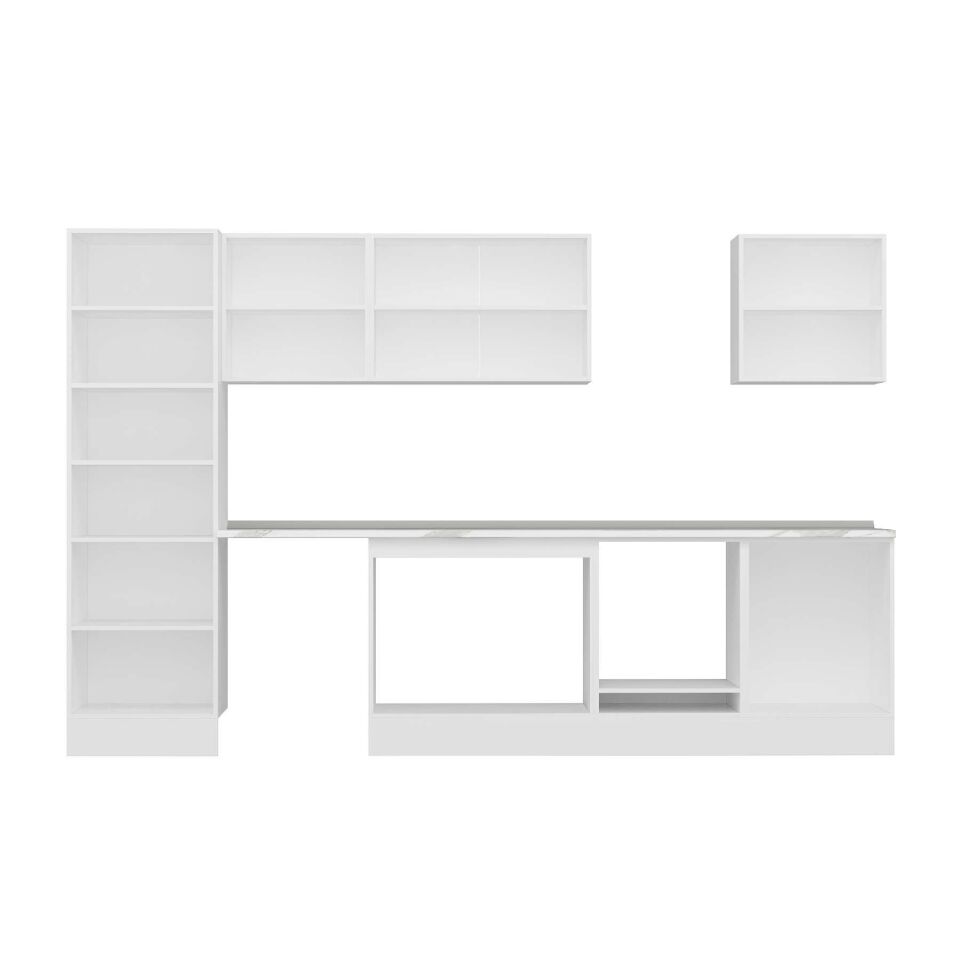 Alvinka 320X210 Cm Klasik Mebran Mutfak Dolabı Mb-E80B60S60-2 Mebran | Beyaz - Suntalam
