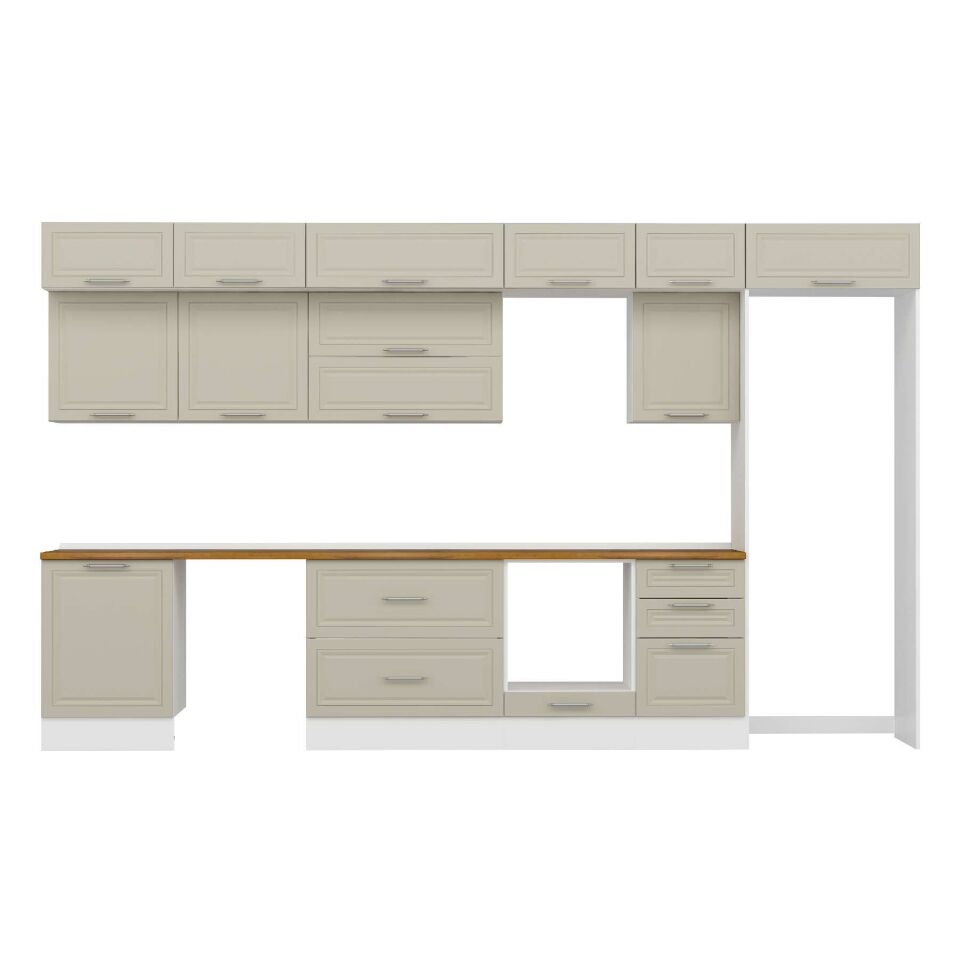 Alvinka 390X240 Cm Klasik Mebran Mutfak Dolabı Mb-E80S60S50-2 Mebran | Kumtaşı - Suntalam