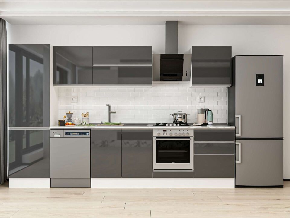 Alvinka 330X210 Cm High Gloss Mutfak Dolabı Mb-E90B60S60-2 High Gloss | Beyaz - Mdf