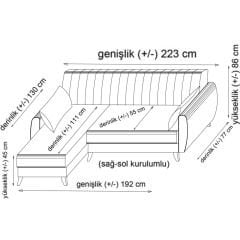 Alkon Sandıklı Bazalı L Köşe Koltuk + Berjer Set Açık Gri + Koyu Gri