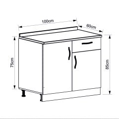 Minar 100 cm Alt Mutfak Dolabı