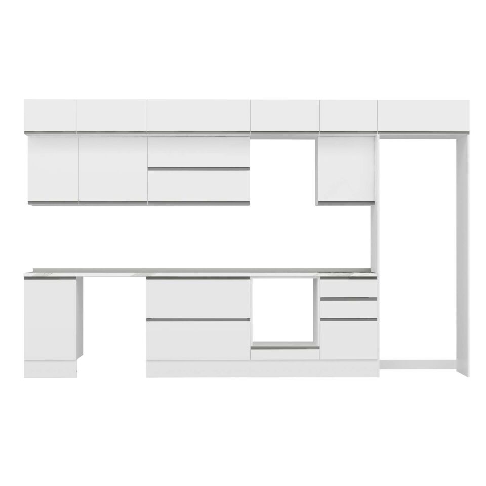 Alvinka 375X240 Cm High Gloss Mutfak Dolabı Mb-E80S45S50-2 High Gloss | Beyaz - Mdf