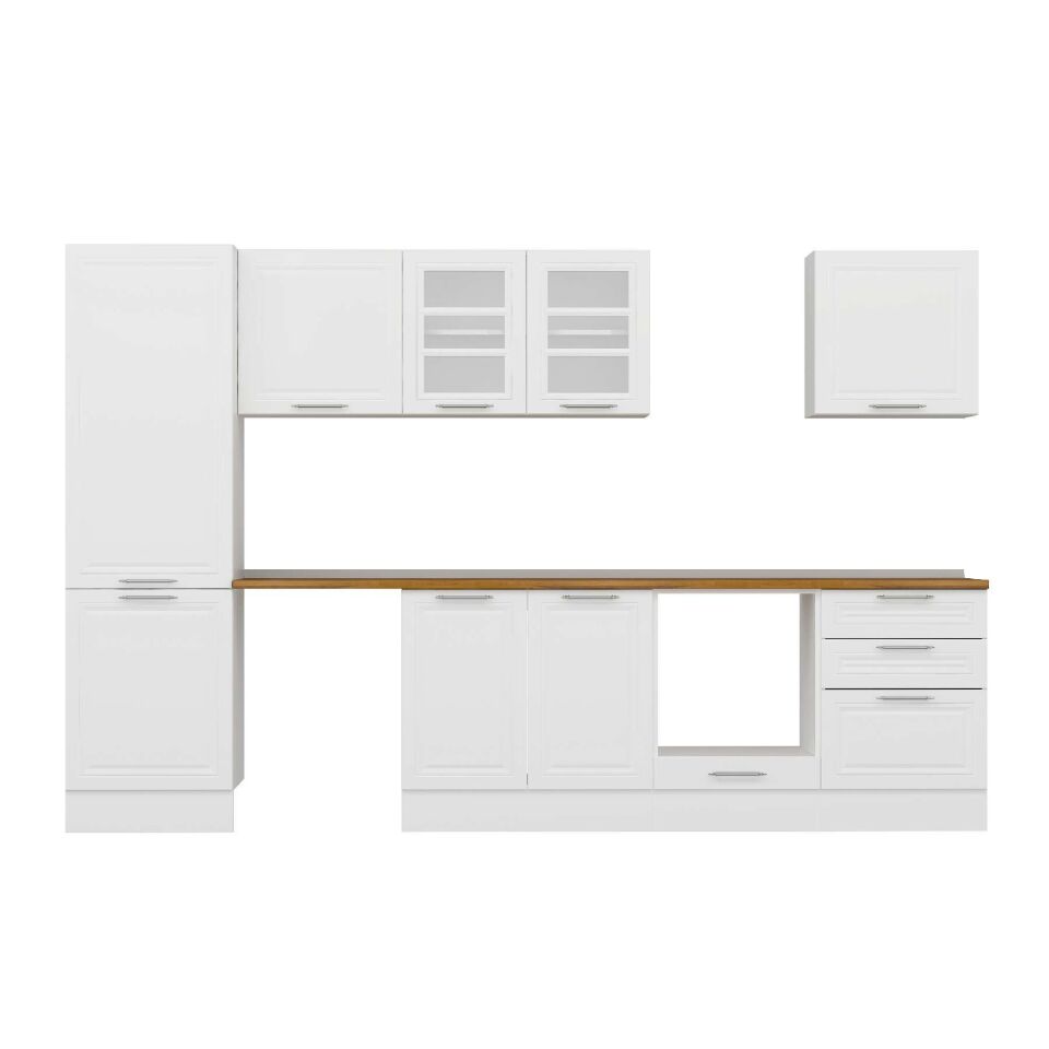 Alvinka 320X210 Cm Klasik Mebran Mutfak Dolabı Mb-E80B60S60-3 Mebran | Beyaz - Suntalam