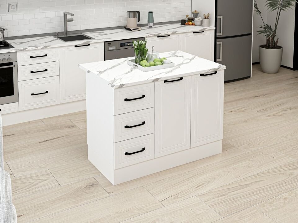 Alvinka 120 Cm Mbr_A Ada Mutfak Dolabı Beyaz Beyaz