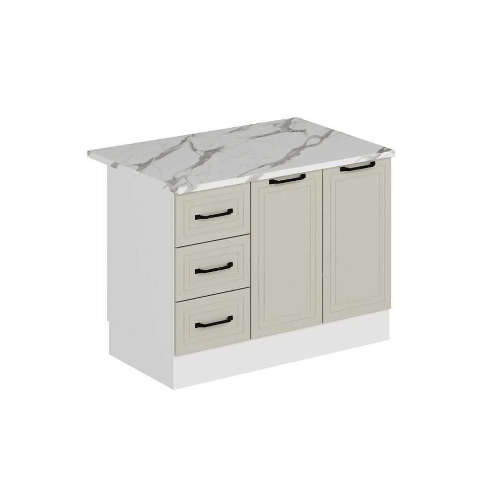 Alvinka 120 Cm Mbr_A Ada Mutfak Dolabı Beyaz Kumtaşı