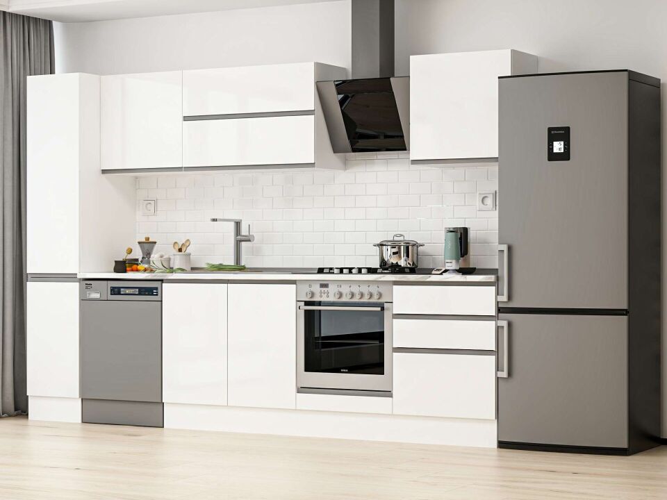 Alvinka 310X210 Cm High Gloss Mutfak Dolabı Mb-E90B40S60-2 High Gloss | Beyaz - Suntalam