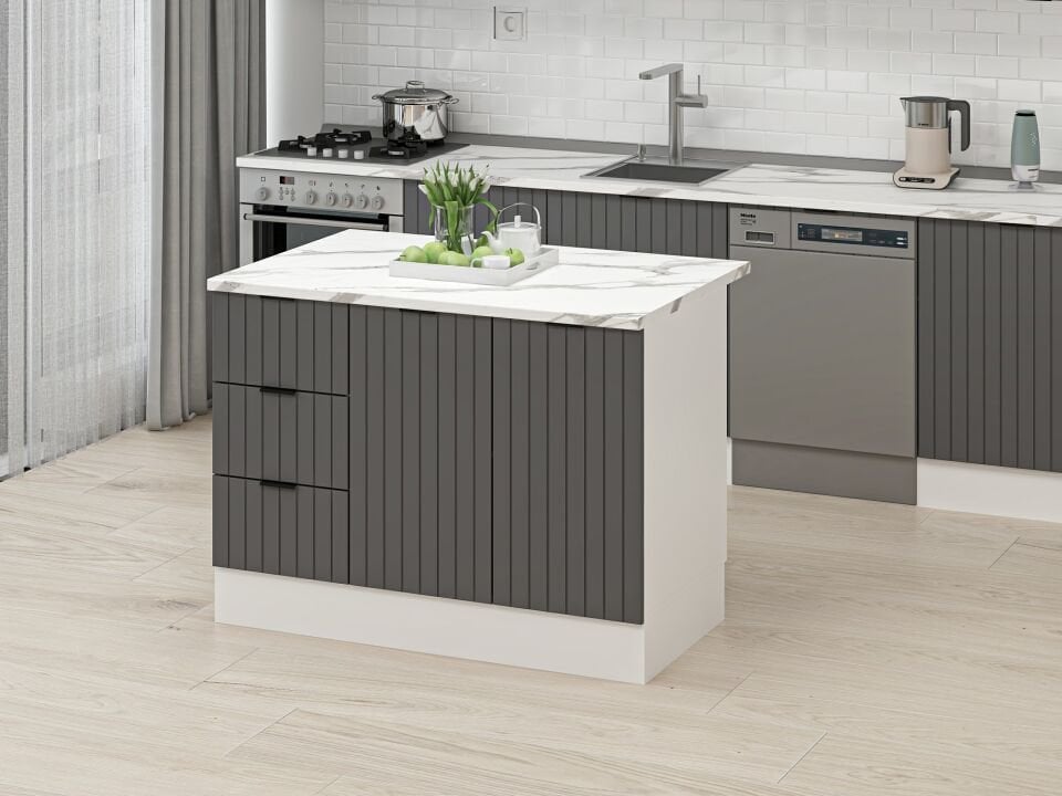 Alvinka 120 Cm Mbr_B Ada Mutfak Dolabı Beyaz Antrasit