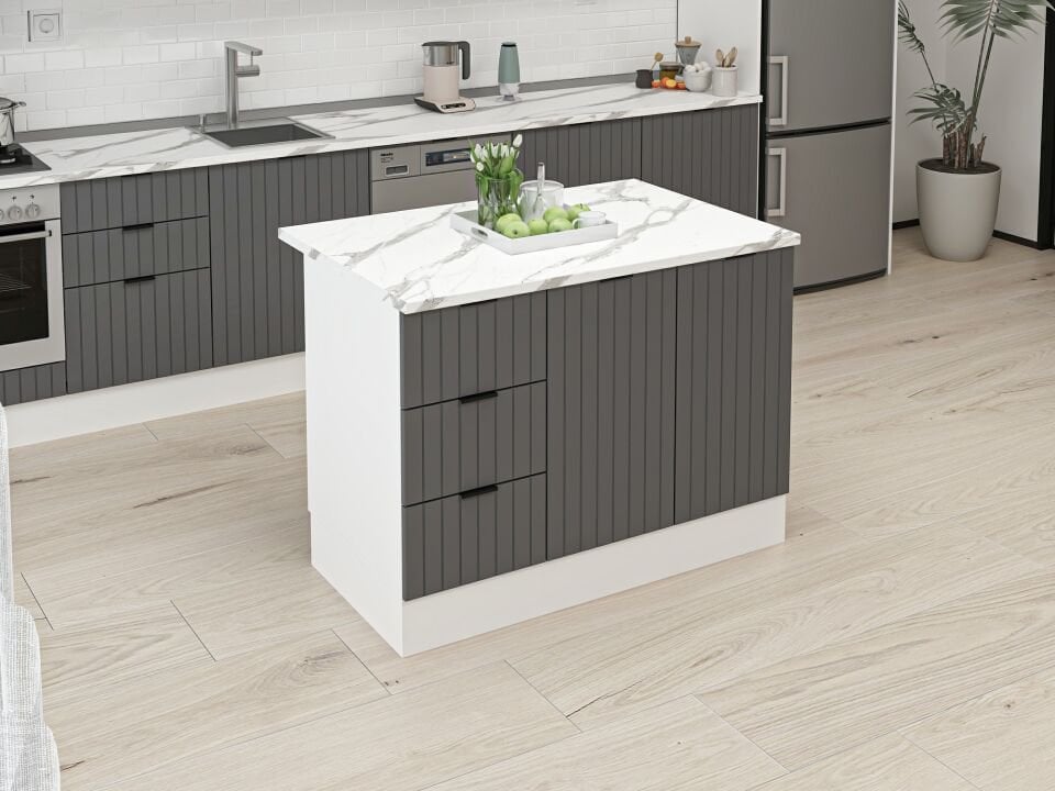 Alvinka 120 Cm Mbr_B Ada Mutfak Dolabı Beyaz Antrasit