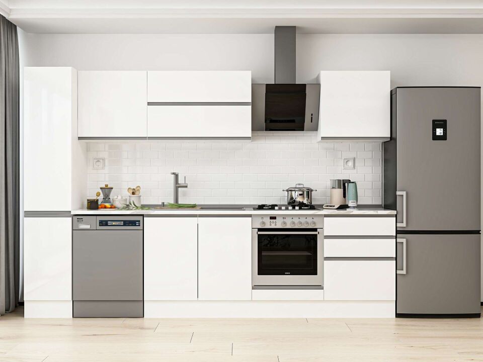 Alvinka 310X210 Cm High Gloss Mutfak Dolabı Mb-E90B40S60-2 High Gloss | Beyaz - Mdf