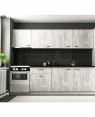 Minar 255 cm Kristal Beyaz Mutfak Dolabı
