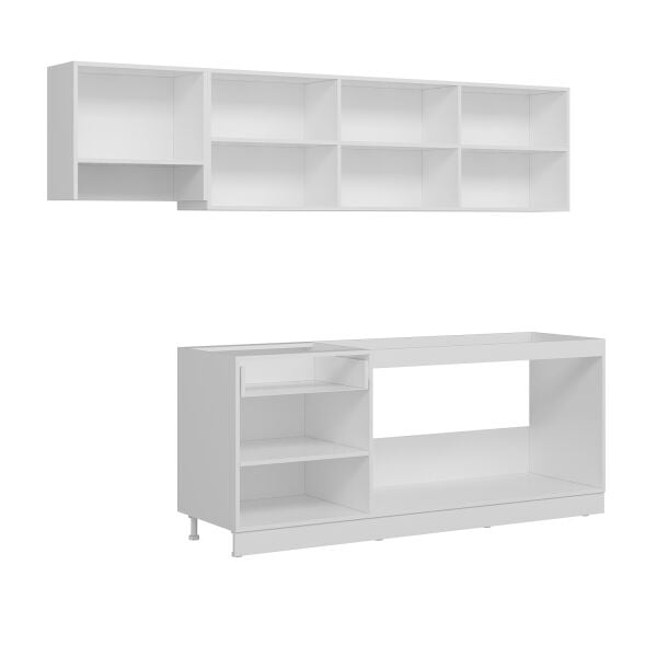 Minar 255 cm Kristal Beyaz Mutfak Dolabı