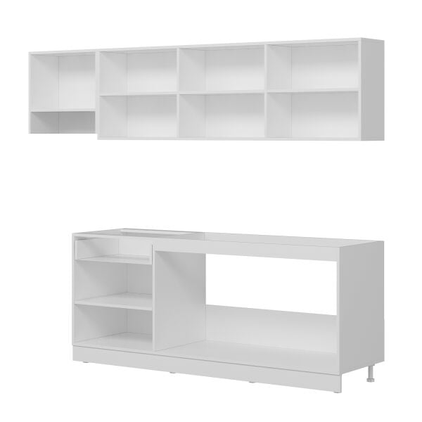 Minar 255 cm Kristal Beyaz Mutfak Dolabı