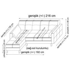 Polya Sandıklı Bazalı L Köşe Koltuk + Berjer Set Koyu Gri