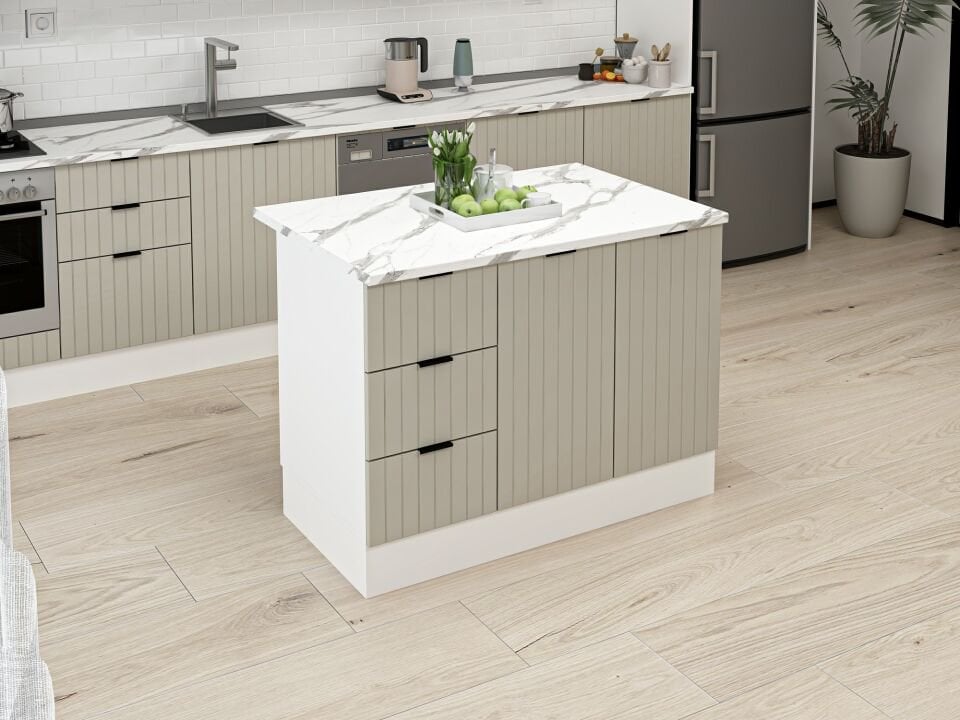 Alvinka 120 Cm Mbr_B Ada Mutfak Dolabı Beyaz Kumtaşı