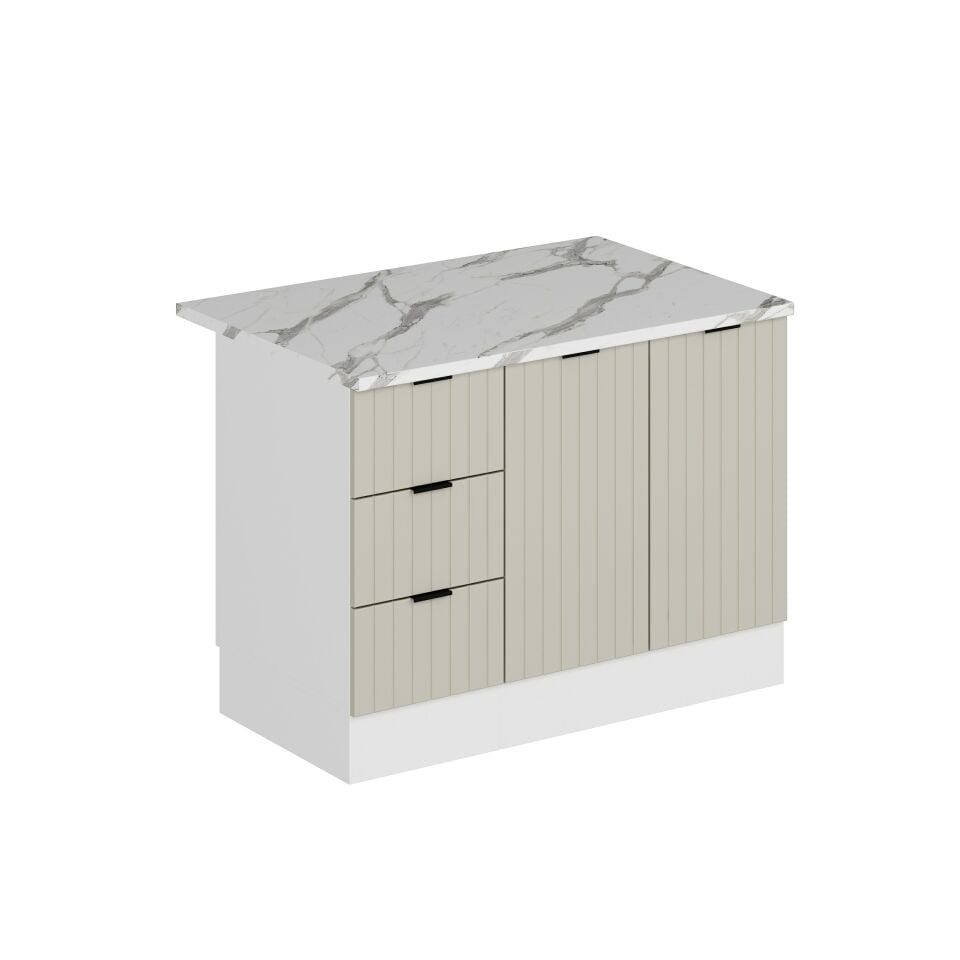 Alvinka 120 Cm Mbr_B Ada Mutfak Dolabı Beyaz Kumtaşı