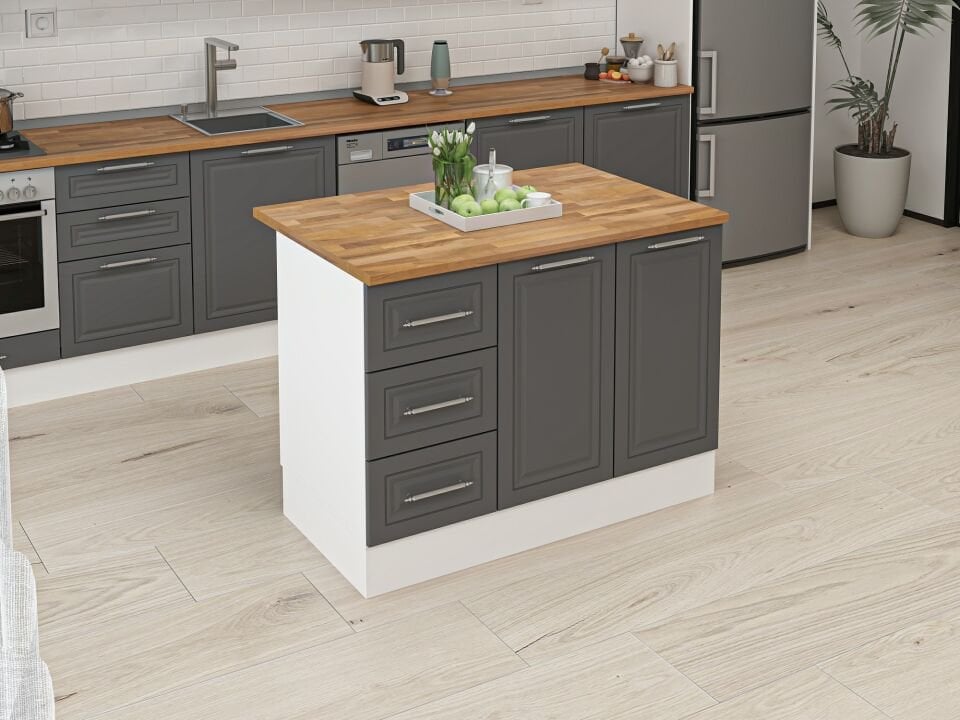 Alvinka 120 Cm Mbr_C Ada Mutfak Dolabı Beyaz Antrasit