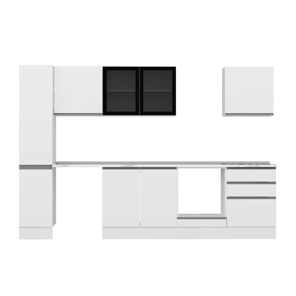 Alvinka 310X210 Cm High Gloss Mutfak Dolabı Mb-E90B40S60-3 High Gloss | Beyaz - Suntalam