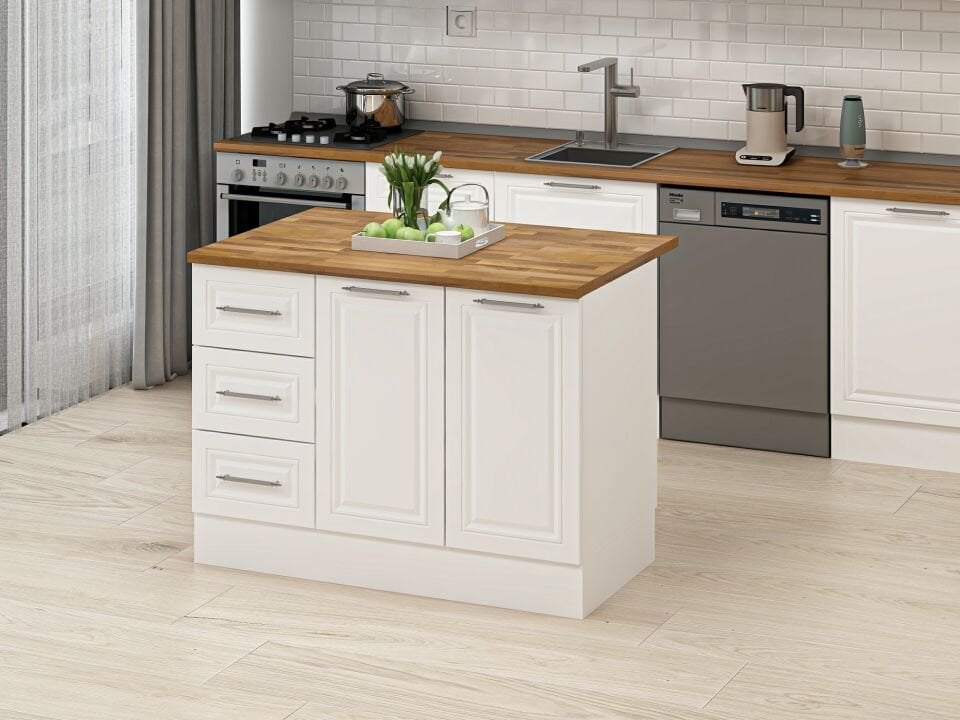 Alvinka 120 Cm Mbr_C Ada Mutfak Dolabı Beyaz Beyaz