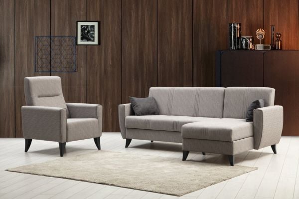 Zaden Sandıklı Bazalı L Köşe Koltuk + Berjer Set