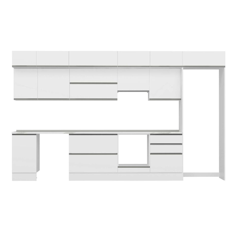 Alvinka 385X240 Cm High Gloss Mutfak Dolabı Mb-E80S45S60-1 High Gloss | Beyaz - Mdf