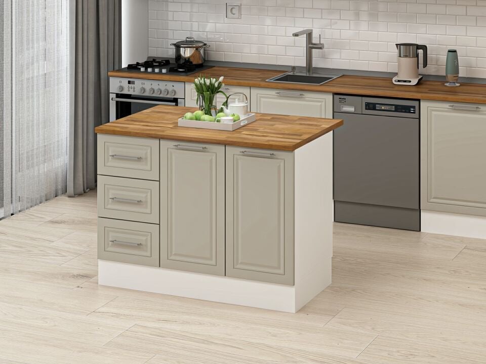 Alvinka 120 Cm Mbr_C Ada Mutfak Dolabı Beyaz Kumtaşı