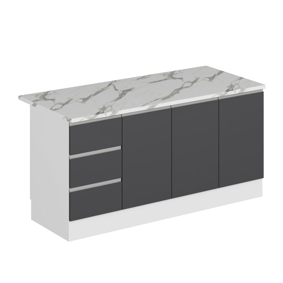 Alvinka 180 Cm Hg_J Ada Mutfak Dolabı Beyaz Antrasit