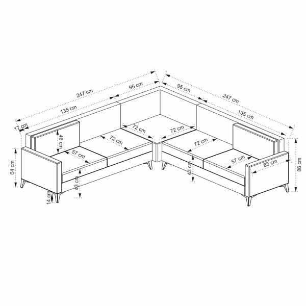 Kristal (2+K+2) L Köşe Koltuk Takımı