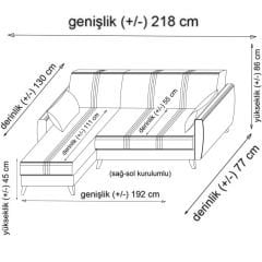 Zaden Sandıklı Bazalı L Köşe Koltuk + Berjer Set Koyu Gri