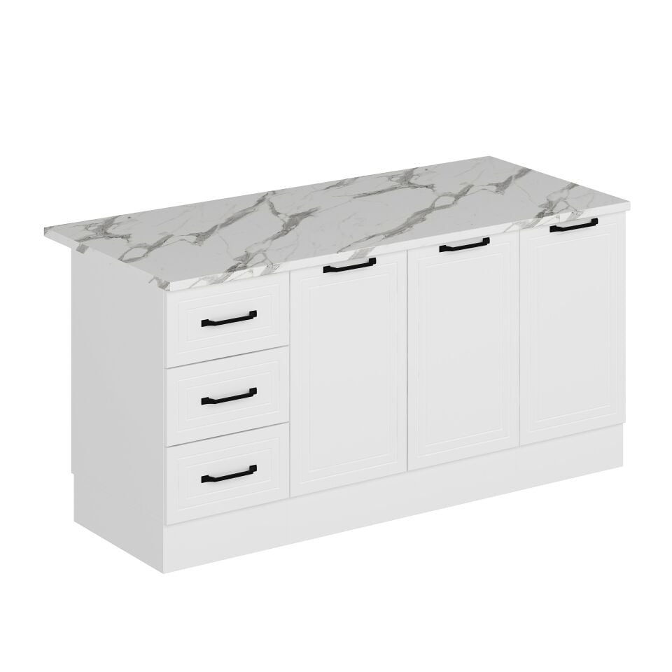 Alvinka 180 Cm Mbr_A Ada Mutfak Dolabı Beyaz Beyaz