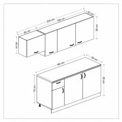 Minar MUTFAK 220CM - ANTRASİTMEŞE