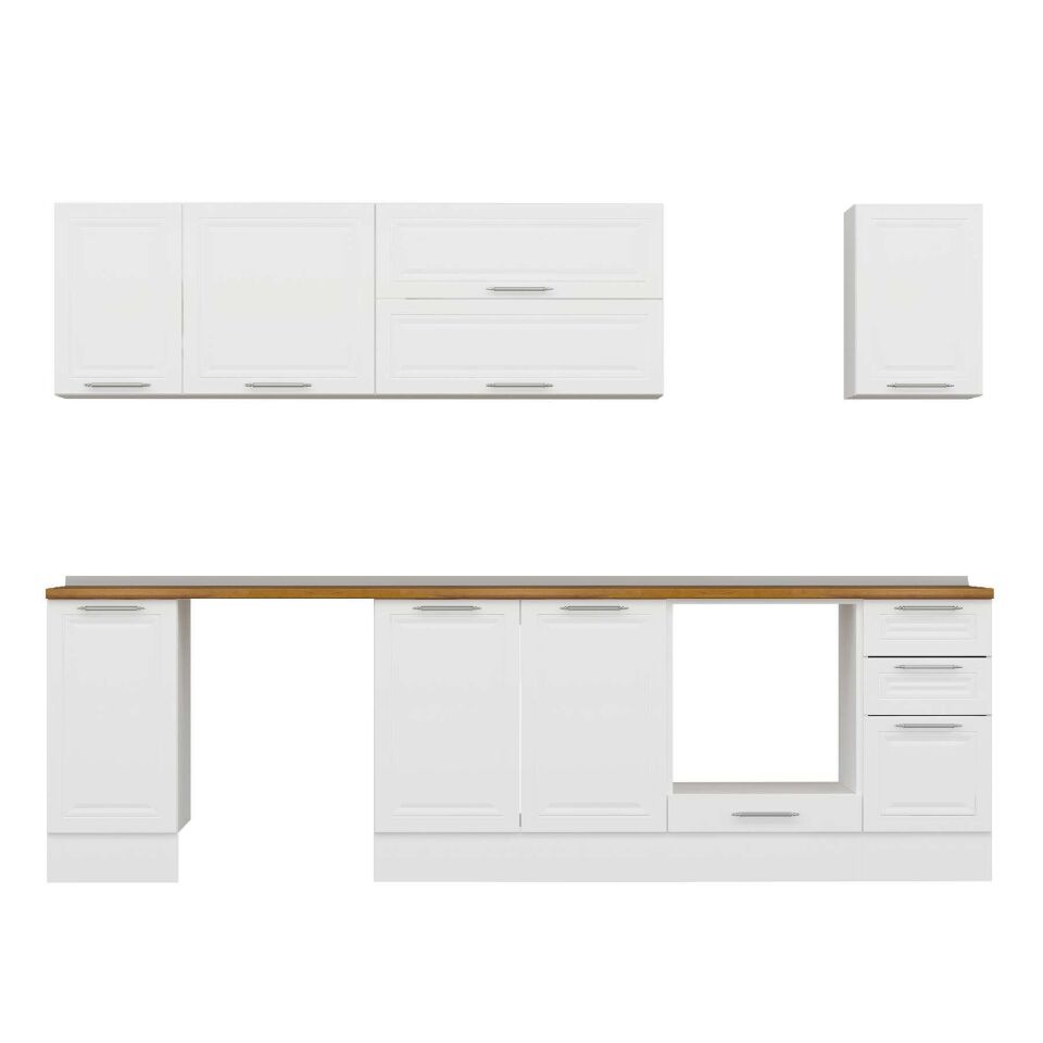 Alvinka 290X210 Cm Klasik Mebran Mutfak Dolabı M-E90S40S40-2 Mebran | Beyaz - Suntalam