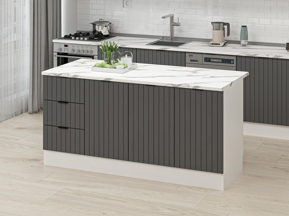 Alvinka 180 Cm Mbr_B Ada Mutfak Dolabı Beyaz Antrasit