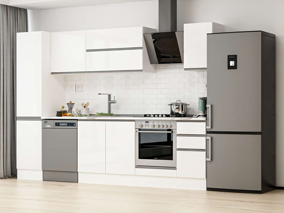 Alvinka 295X210 Cm High Gloss Mutfak Dolabı Mb-E90B45S40-2 High Gloss | Beyaz - Suntalam
