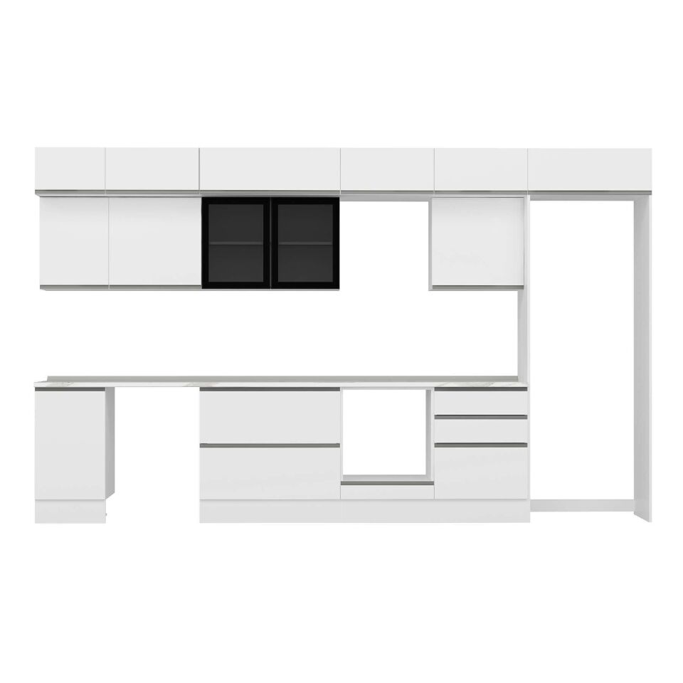 Alvinka 385X240 Cm High Gloss Mutfak Dolabı Mb-E80S45S60-3 High Gloss | Beyaz - Suntalam