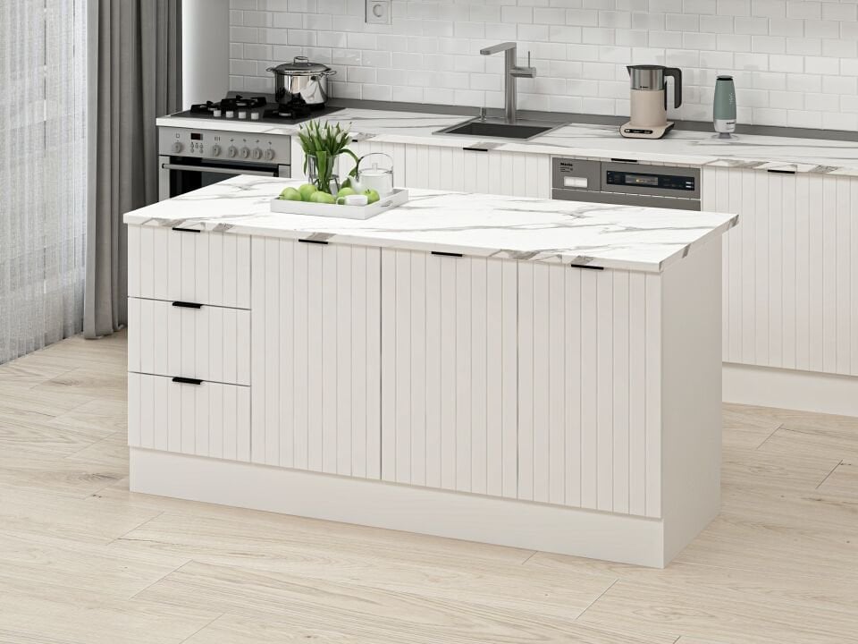 Alvinka 180 Cm Mbr_B Ada Mutfak Dolabı Beyaz Beyaz