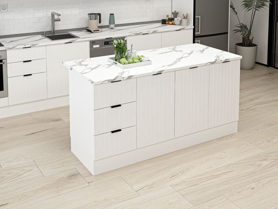 Alvinka 180 Cm Mbr_B Ada Mutfak Dolabı Beyaz Beyaz