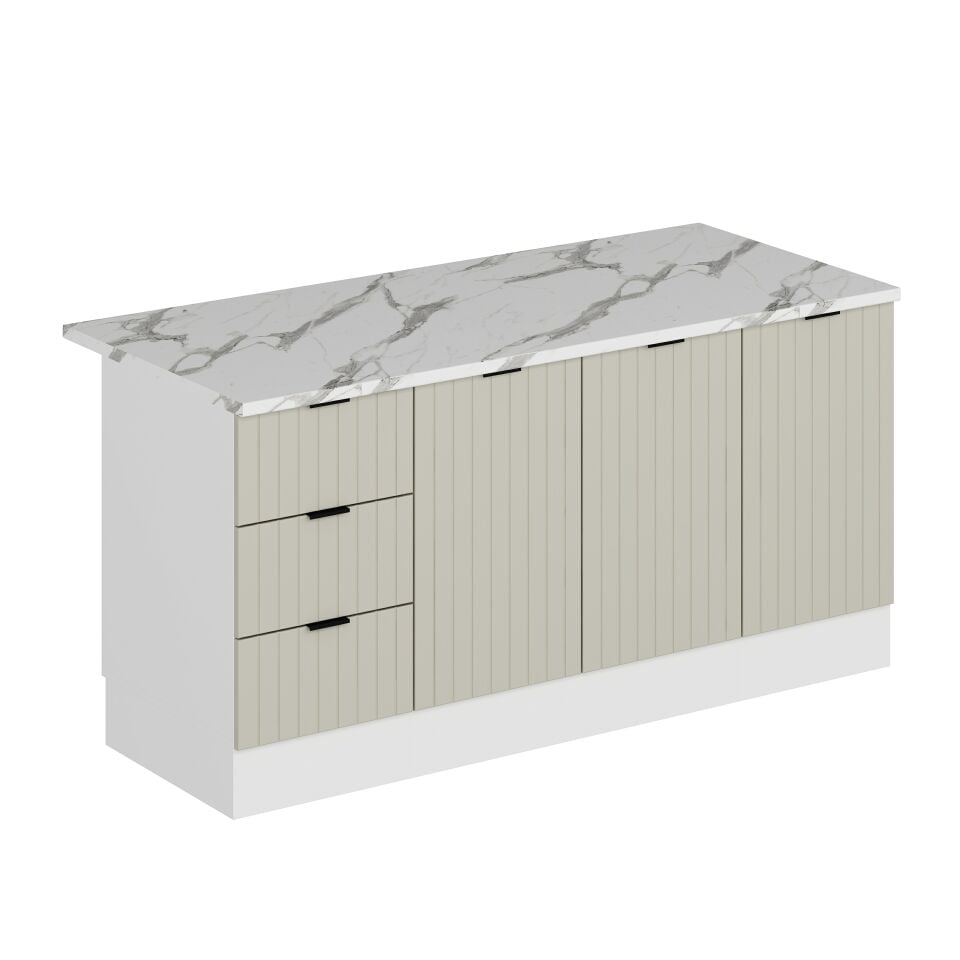 Alvinka 180 Cm Mbr_B Ada Mutfak Dolabı Beyaz Kumtaşı