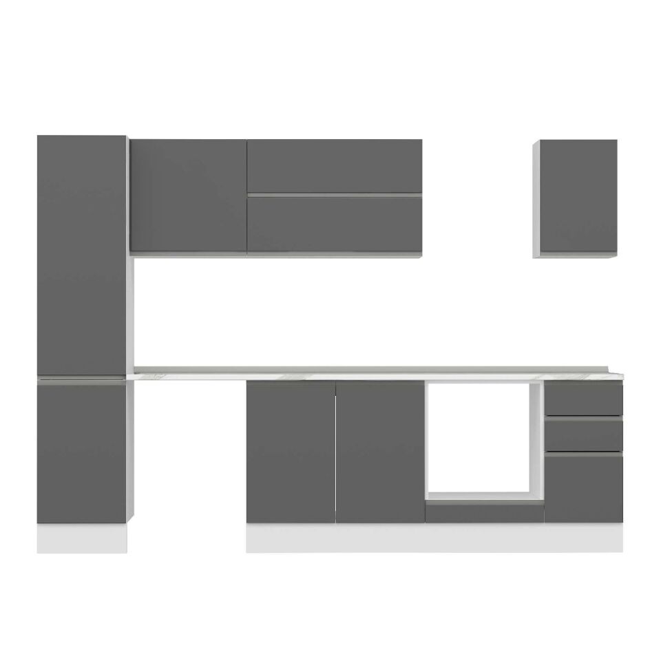 Alvinka 295X210 Cm High Gloss Mutfak Dolabı Mb-E90B45S40-2 High Gloss | Antrasit - Suntalam