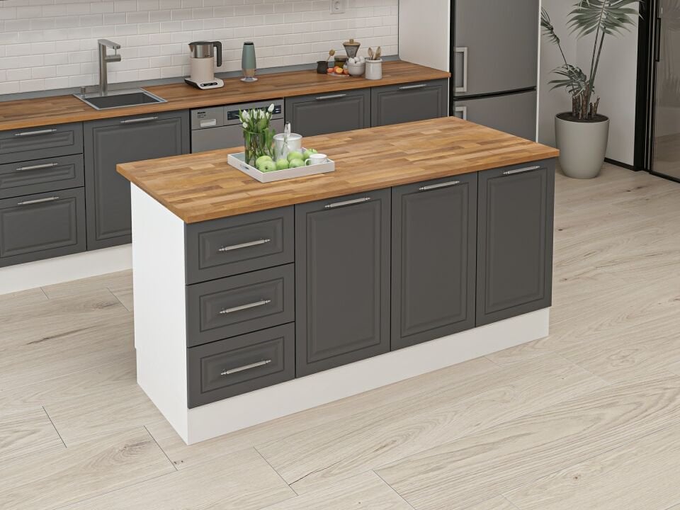 Alvinka 180 Cm Mbr_C Ada Mutfak Dolabı Beyaz Antrasit