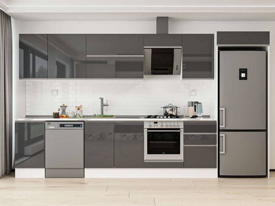 Alvinka 375X222 Cm High Gloss Mutfak Dolabı Mb-E80S45S50-2