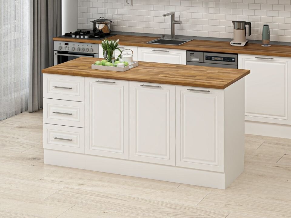 Alvinka 180 Cm Mbr_C Ada Mutfak Dolabı Beyaz Beyaz