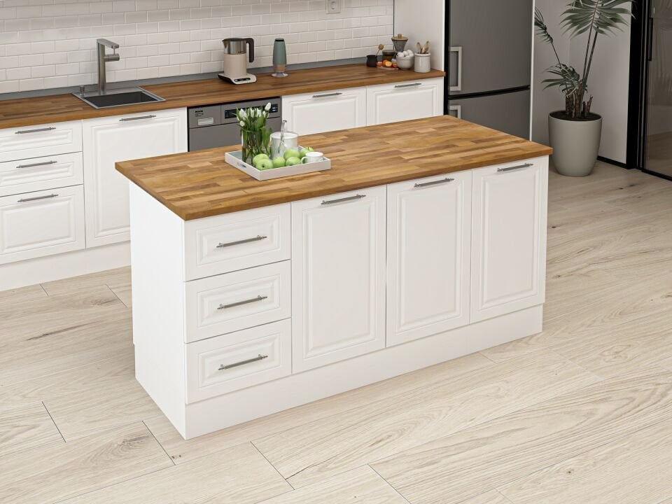 Alvinka 180 Cm Mbr_C Ada Mutfak Dolabı Beyaz Beyaz