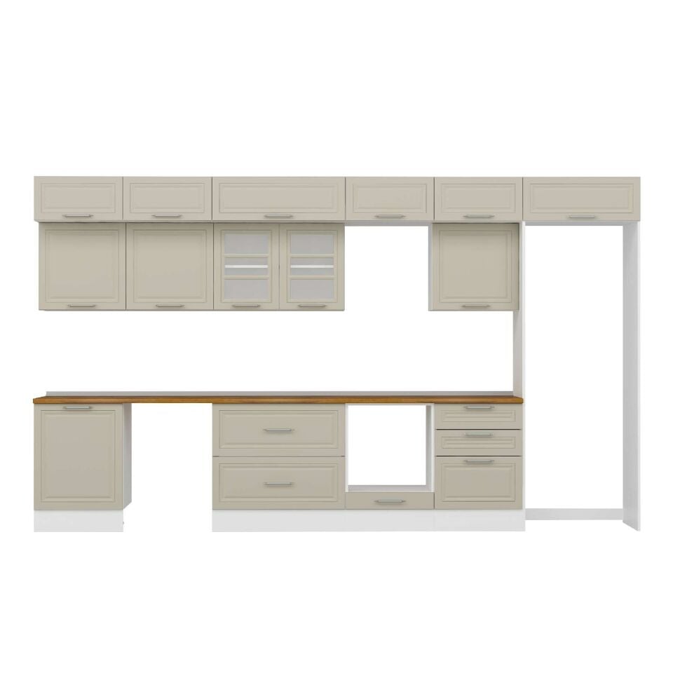 Alvinka 400X240 Cm Klasik Mebran Mutfak Dolabı Mb-E80S60S60-3 Mebran | Kumtaşı - Suntalam