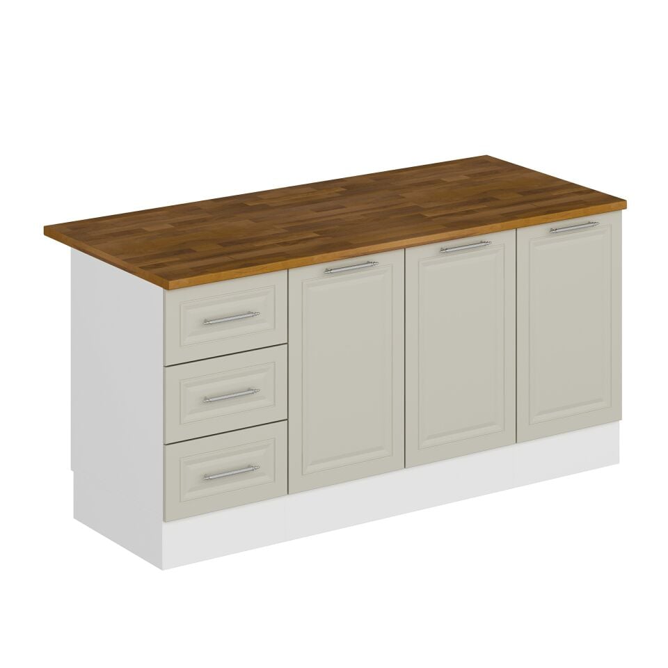 Alvinka 180 Cm Mbr_C Ada Mutfak Dolabı Beyaz Kumtaşı