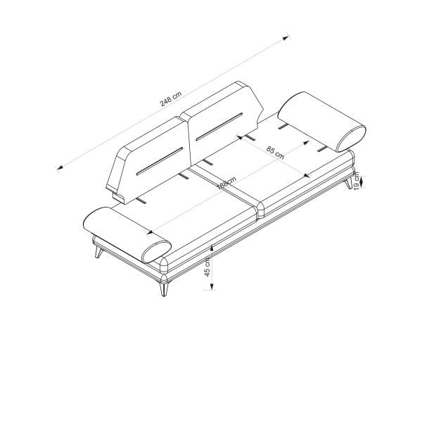 Pandora 2'li Koltuk Siyah Ayak